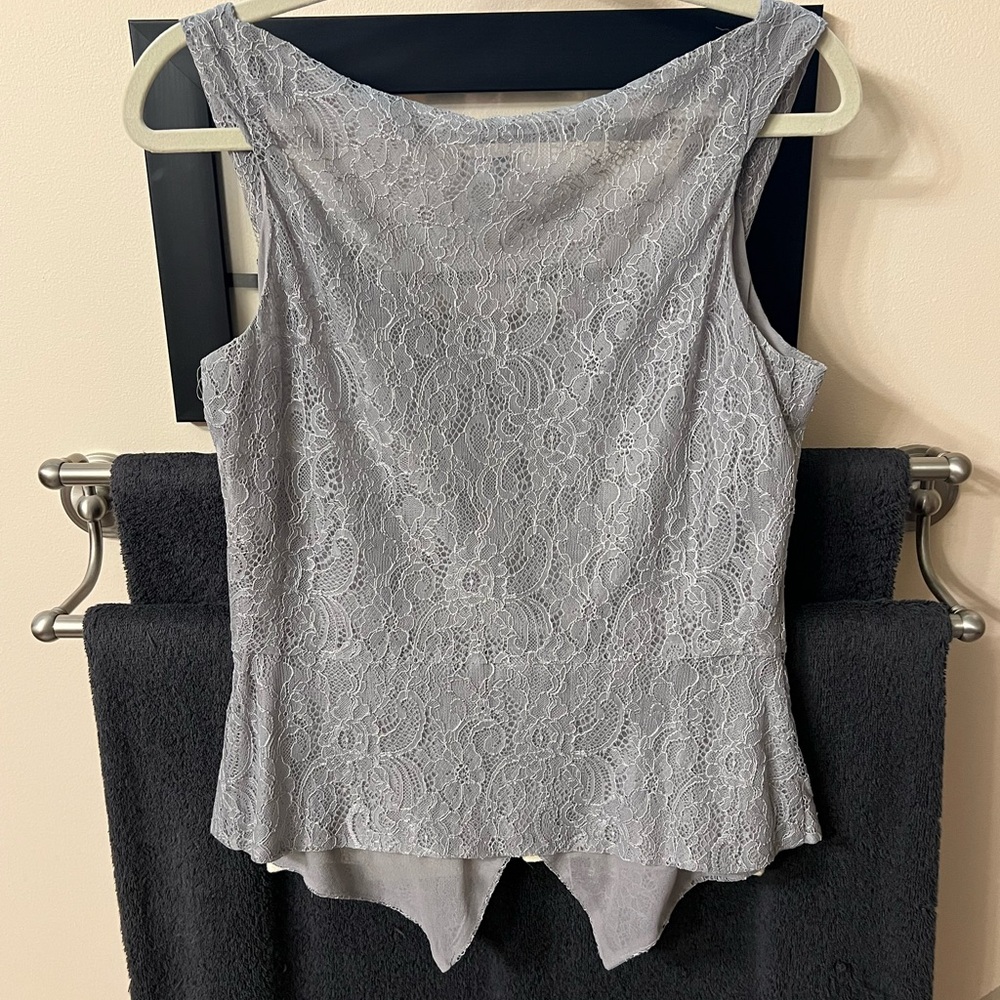 Anthropology Odille Gray Asymmetrical Buttoned Tank Top - Picture 2 of 4